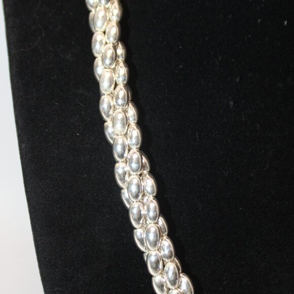 Vintage "M" Italian Sterling Silver Twisted Bead Necklace - Picture 3 of 6